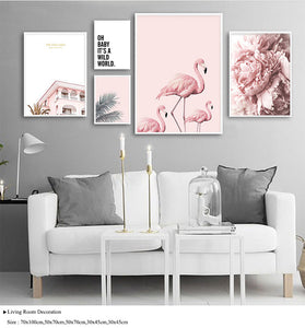 Life In Pink Flamingos Canvas Set - 5 pieces