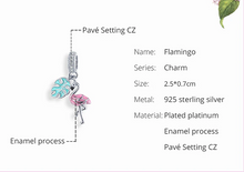 925 Sterling Silver Pink Flamino Pendant + Necklace