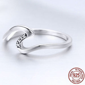 925 Sterling Silver& Cubic Zircon Wave Finger Ring | Little Miss Meteo