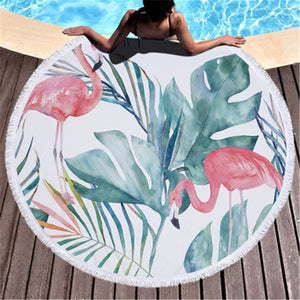 Pink Flamingo Round Beach Towels & Bags - 42 Designs
