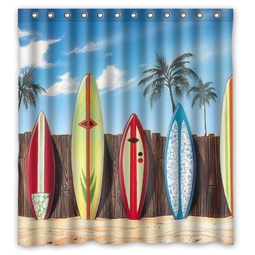 Palm Trees & Surfboards Shower Curtain
