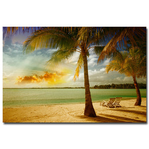 Tropical Beaches & Palmtrees Silk Posters