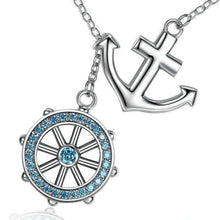 925 Sterling Silver Anchor & Rudder Pendant & Necklace