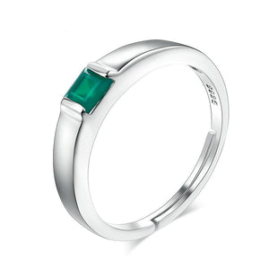 925 Sterling Silver Ring + Green Chalcedony Gem