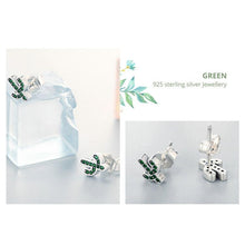 925 Sterling Silver Cactus Earrings - Dazzling Green or Crystal | Little Miss Meteo