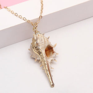 Natural Conch Shell Pendant + Necklace