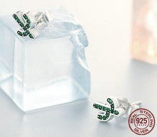 925 Sterling Silver Cactus Earrings - Dazzling Green or Crystal | Little Miss Meteo