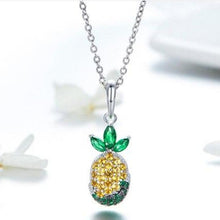925 Sterling Silver Colorful Pineapple Pendant + Necklace